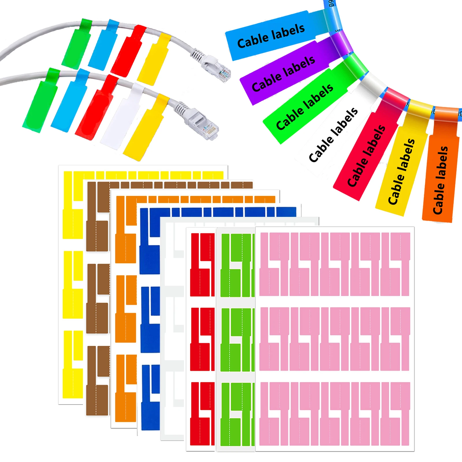 Label Printer - 240 Etichette Adesive per Cavi, Colorate